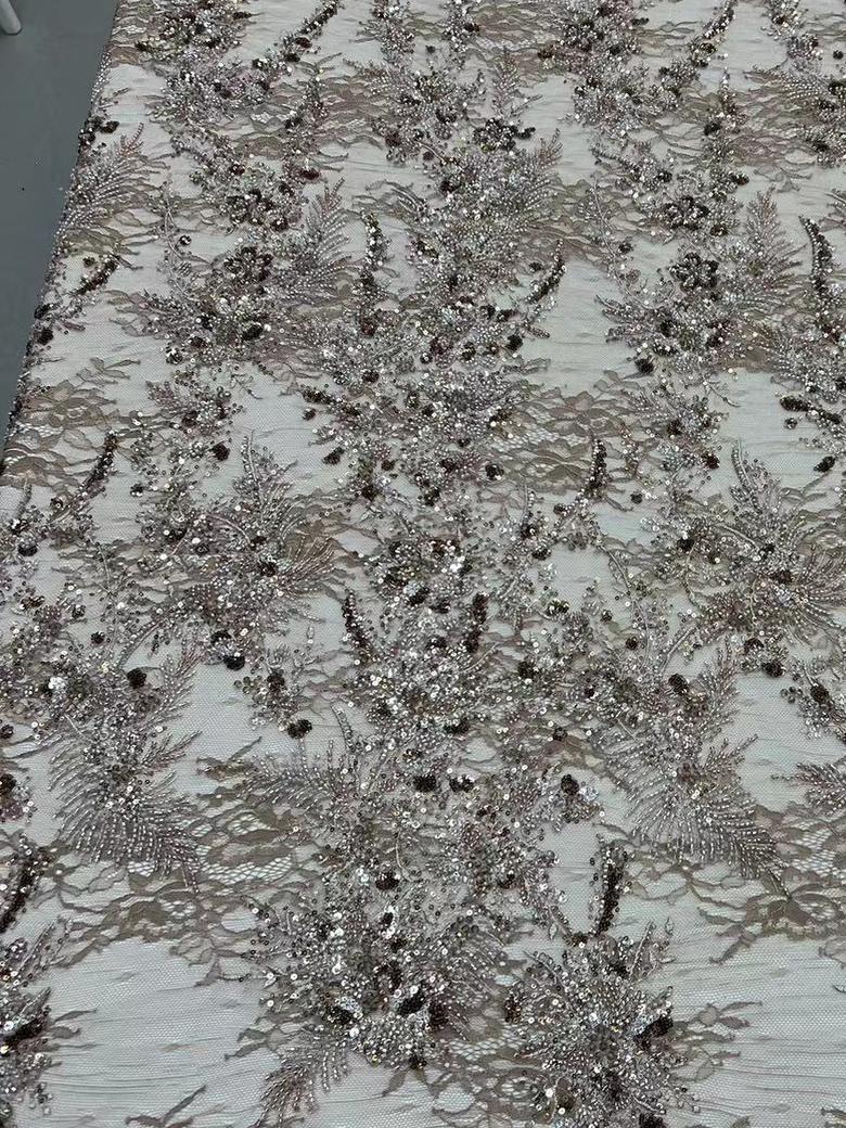 Beaded coupon lace in vintage taupe