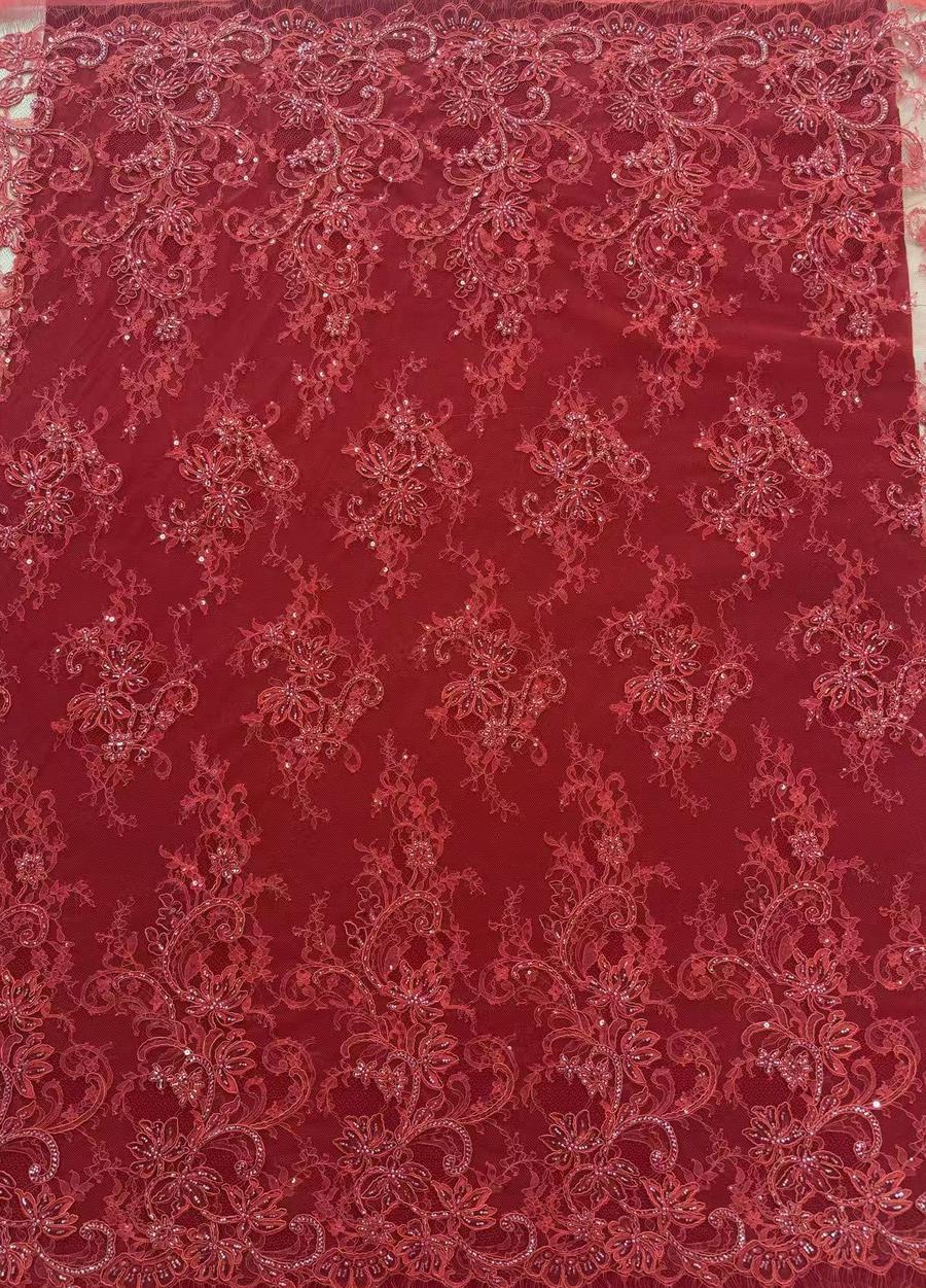 Red corded lace, colored production example